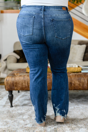 Judy Blue Mid Rise Slim Bootcut Destroyed Jeans