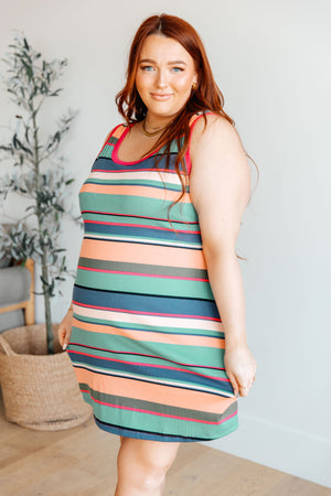 Summer Lovin' Striped Tank Dress with Built In Bra