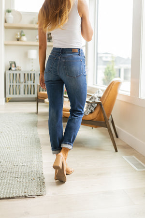 Judy Blue High Rise Button Fly Distressed Boyfriend Jeans