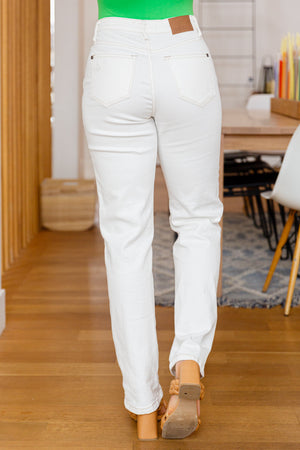 Judy Blue High Rise Straight Leg Jeans In White