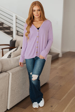 Dilly Dally Ribbed Cardigan Lavender