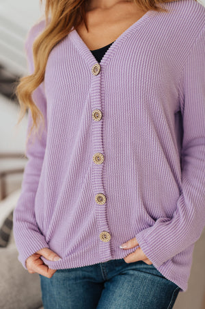 Dilly Dally Ribbed Cardigan Lavender