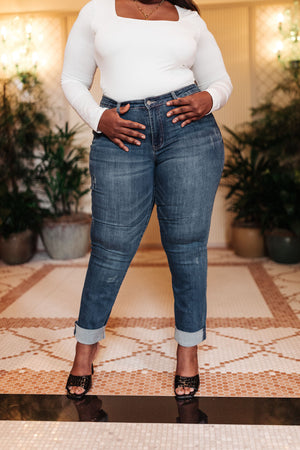 Judy Blue Mid Rise Boyfriend Jeans