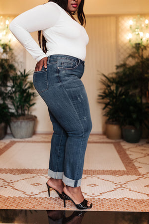 Judy Blue Mid Rise Boyfriend Jeans