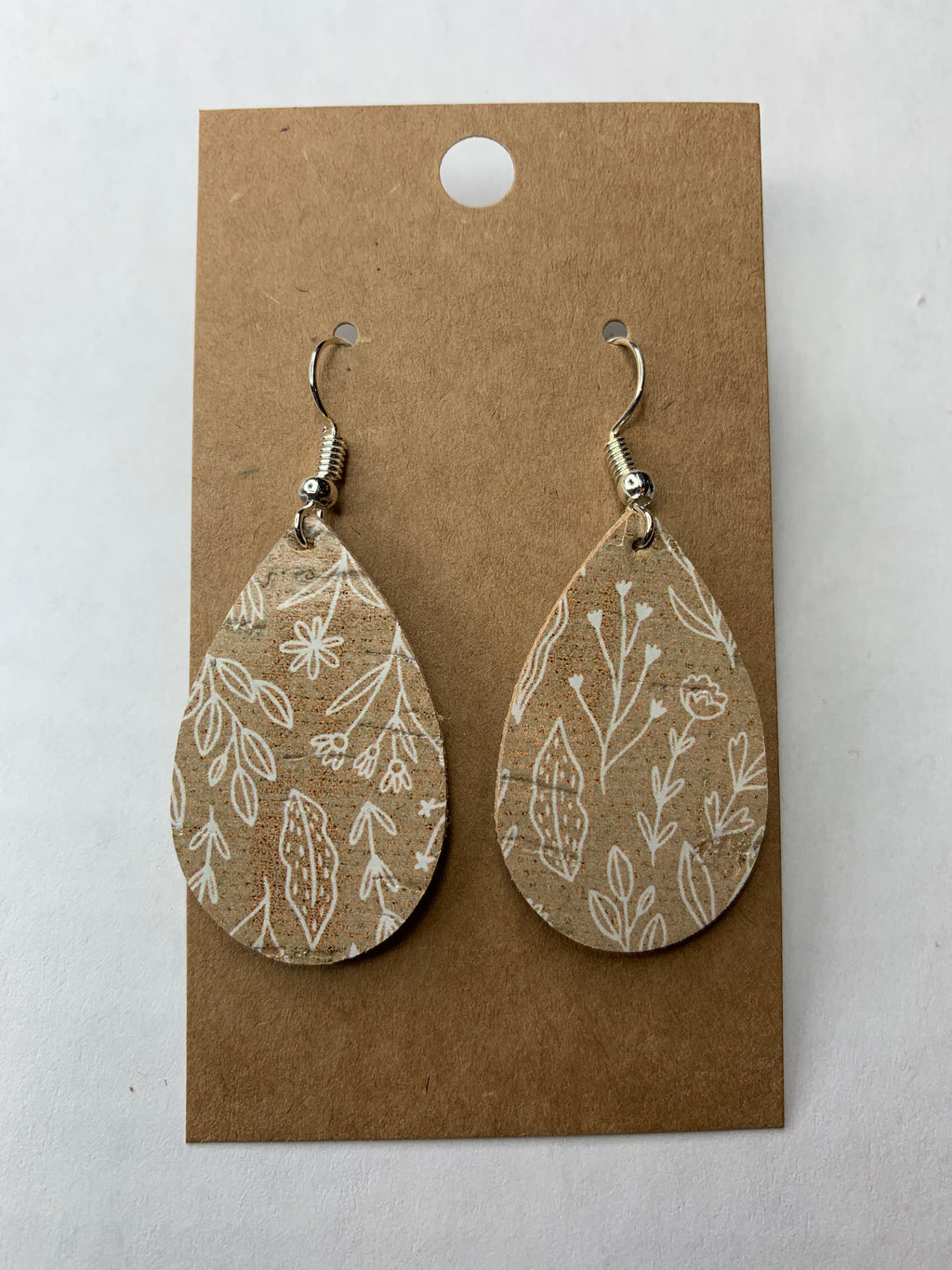 Botanical Tear Drop - Leather Earring