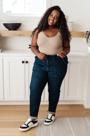 Judy Blue High Rise Dark Wash Non Distressed Denim Joggers