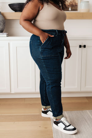 Judy Blue High Rise Dark Wash Non Distressed Denim Joggers