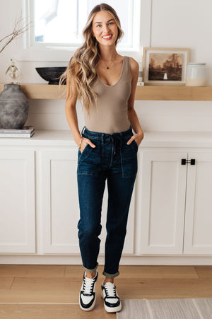 Judy Blue High Rise Dark Wash Non Distressed Denim Joggers