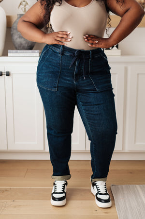 Judy Blue High Rise Dark Wash Non Distressed Denim Joggers