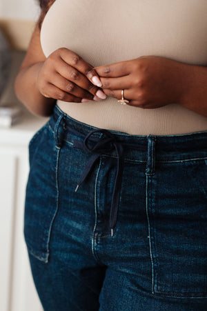 Judy Blue High Rise Dark Wash Non Distressed Denim Joggers