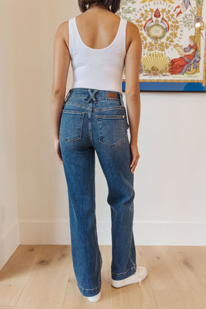 Judy Blue High Rise Double Button Wide Leg Jeans