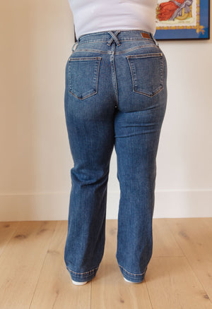 Judy Blue High Rise Double Button Wide Leg Jeans