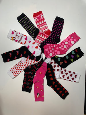 Valentines Day CREW Socks - Assortment heart