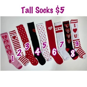 Valentines Day TALL Sock - Variety heart