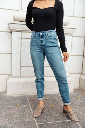 Judy Blue High Waisted Relaxed Fit Non Distressed Jeans