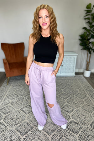 Zenana Weekend Hero Wide Leg Sweats in Dusty Lavender