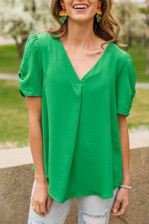 Let's Meet Up Green Blouse