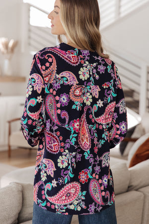 Lizzy Blouse in Navy Paisley