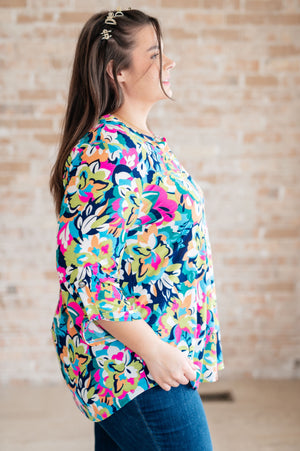 Lizzy Blouse in Neon Floral