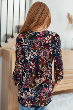 Lizzy Blouse in Wine Paisley