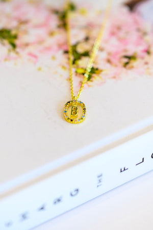 Mi Amor Gold Dipped Initial Necklace - waterproof & adjustable