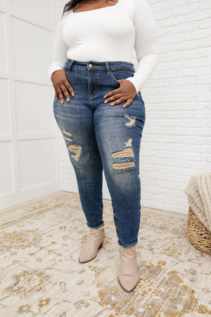 Judy Blue Mid Rise Destroyed Relaxed Fit Jeans