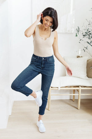 Judy Blue Mid Rise Relaxed Fit Mineral Wash Jeans