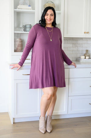 Zenana Most Reliable Long Sleeve Knit Dress In Plum