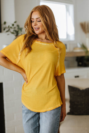 Zenana New Edition Mineral Wash T Shirt Yellow