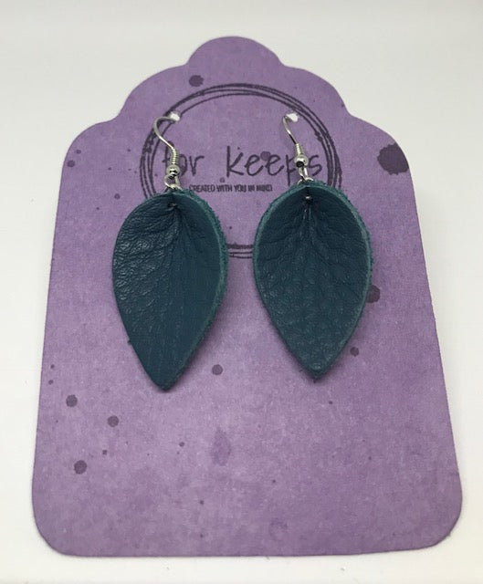 Leather Earring - Sm Petals Teal Leather