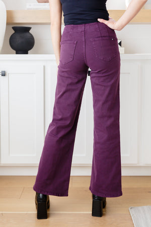 Petunia High Rise Wide Leg Jeans in Plum by Mica