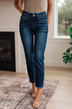 Judy Blue High Rise Release Hem Slim Jeans