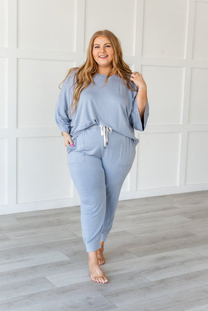 Lazy Weekend French Terry Top- Blue