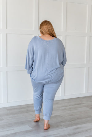 Lazy Weekend French Terry Top- Blue