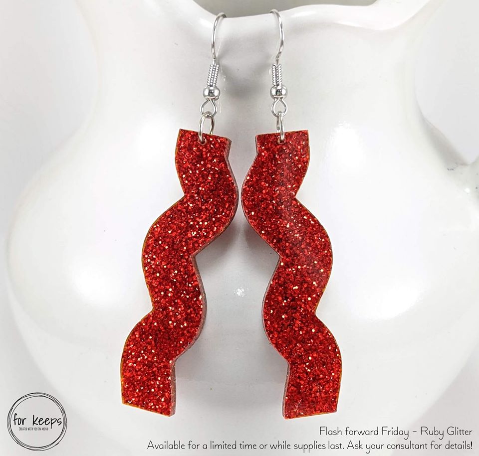 Acrylic Earring - Rio Design - Ruby Red Glitter