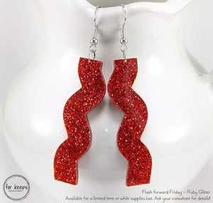 Acrylic Earring - Rio Design - Ruby Red Glitter