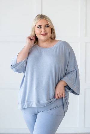 Lazy Weekend French Terry Top- Blue