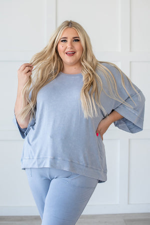 Lazy Weekend French Terry Top- Blue