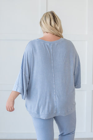 Lazy Weekend French Terry Top- Blue