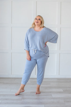 Lazy Weekend French Terry Top- Blue