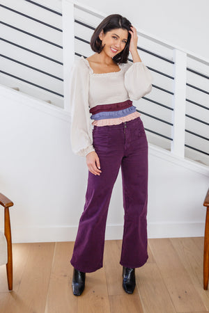 Petunia High Rise Wide Leg Jeans in Plum by Mica