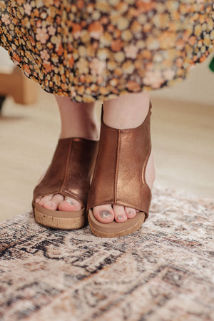 Walk This Way Wedge Sandals in Antique Bronze by Corky's