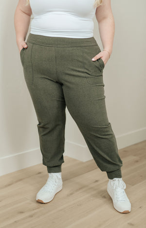 Where Are You High Rise Joggers in Olive by Rae Mode