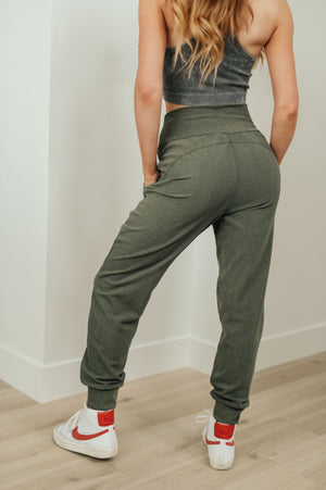 Where Are You High Rise Joggers in Olive by Rae Mode