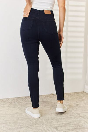 Judy Blue High Waist Garment Dyed Tummy Control Skinny Jeans Navy