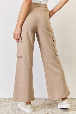 RISEN High Waist Cargo Wide Leg Pants Sand