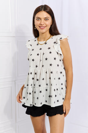 Shine Bright Butterfly Sleeve Star Print Top