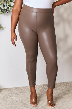 High Waist Skinny Faux leather Leggings in Taupe