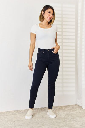 Judy Blue High Waist Garment Dyed Tummy Control Skinny Jeans Navy