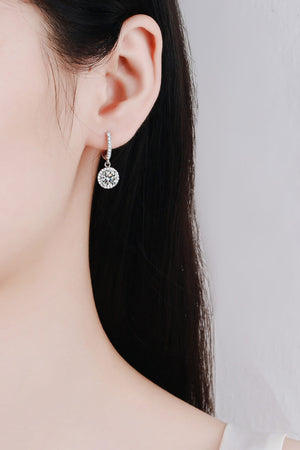 Moissanite Round-Shaped 2 Carat Drop Earrings